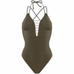 Brigitte Bardot Maillot de bain une pièce kaki/or Monte Carlo Couleur vert