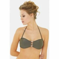 Brigitte Bardot Haut de maillot bandeau kaki/or Monte Carlo Couleur vert