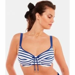 Brigitte Bardot Haut de maillot à armatures bleu Marinière Couleur bleu