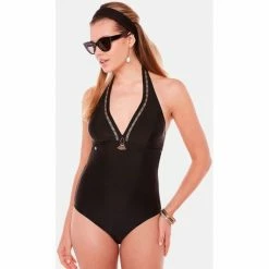 Brigitte Bardot Maillot de bain une pièce noir Paillote Couleur noir