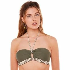 Brigitte Bardot Haut de maillot bandeau kaki Palmier Couleur kaki