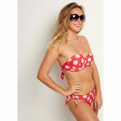 Brigitte Bardot Slip de bain rouge Floral Couleur rouge