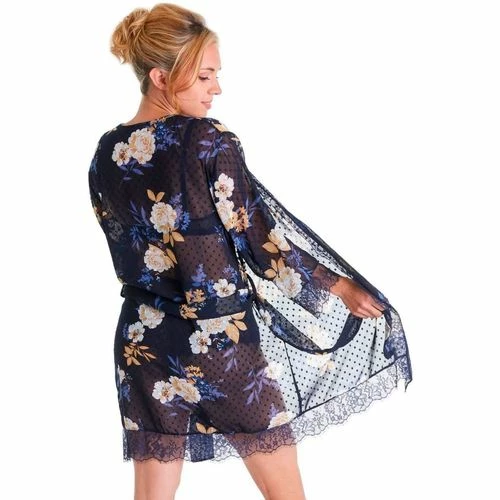 Brigitte Bardot Kimono bleu marine Doux Rêve Couleur bleu 3 Brigitte Bardot Kimono bleu marine Doux Rêve Couleur bleu – Image 3